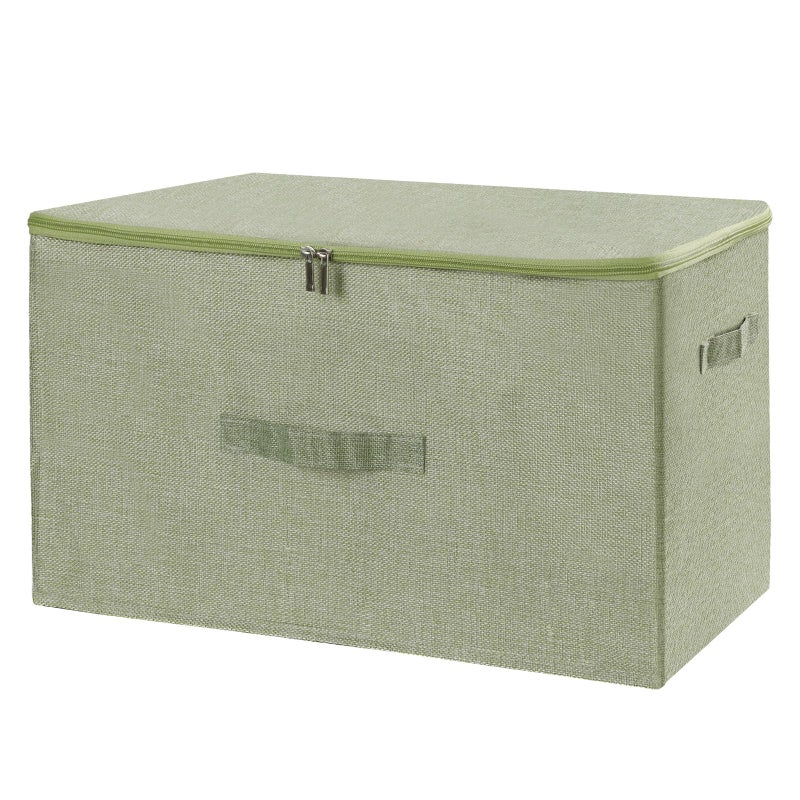 ANMINY Storage Bins with Zipper Lids 51.9 Qt Lidded Fabric Storage Boxes Baskets Cubes with Handles Collapsible Washable Cotton Linen Closet Shelf Clothes Organizer - Green, Extra Large - Image 1